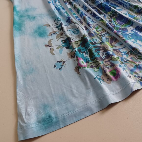 One World Watercolour Embroidered Floral Tunic Top - Picture 7 of 16